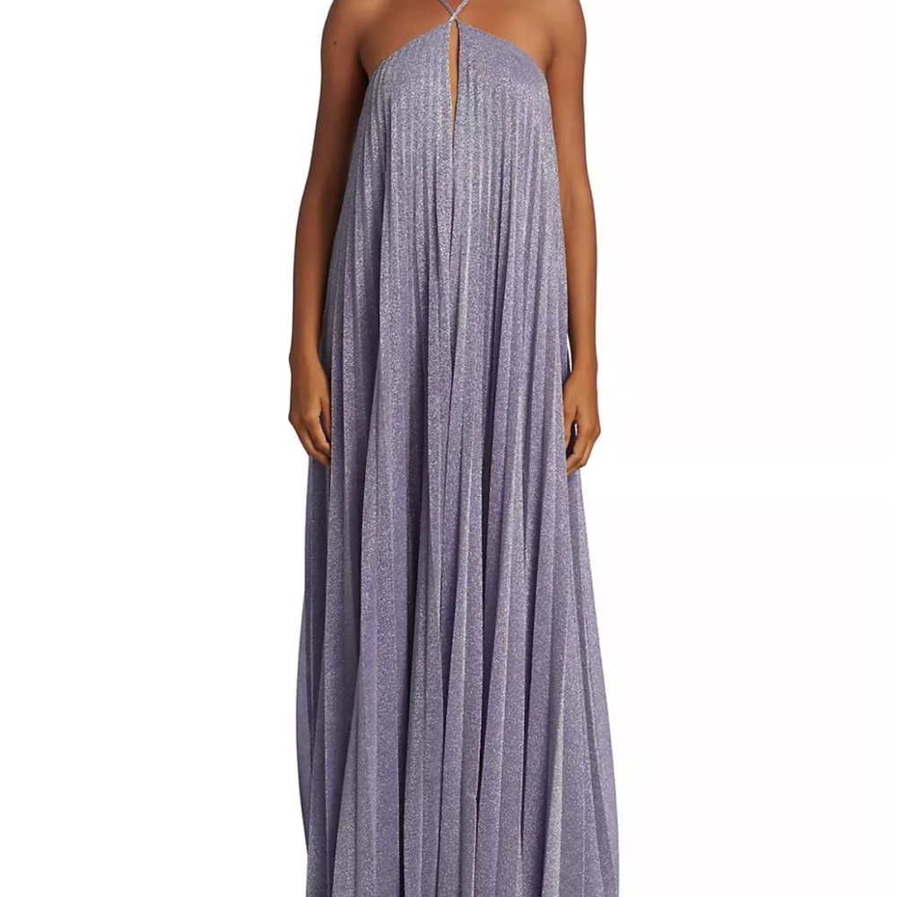 LF** LOOKING FOR HALSTON shimmer ‘em dress pleated